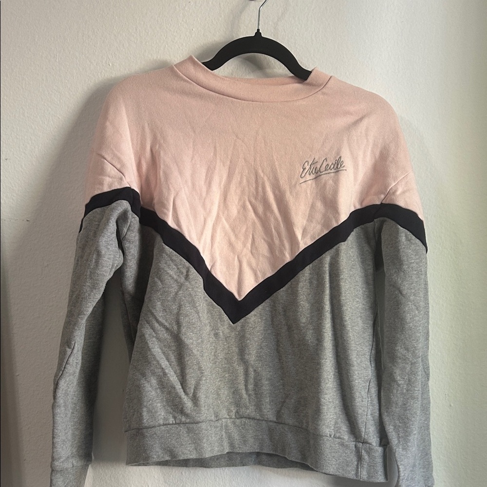 Etre Cecile Pink & Gray Colorblock Crewneck Sweater